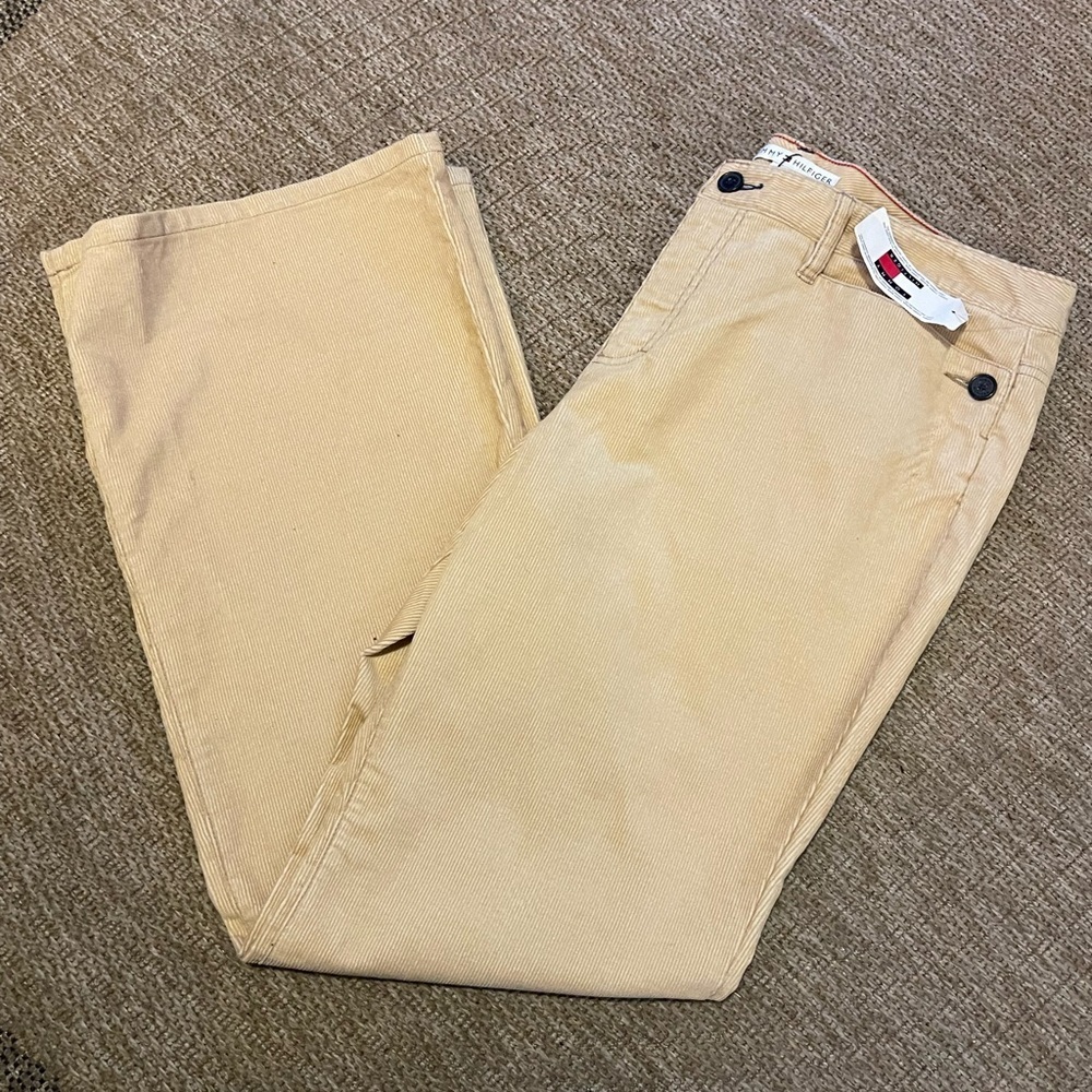 NWT Tommy Hilfiger corduroy pants High Rise wide leg Tan Khaki size 16 - Picture 3 of 12